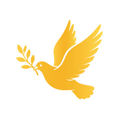 Golden Olive Branch Dove Silhouette Design