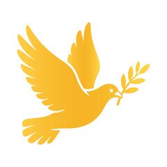 Elegant Golden Peace Dove Vector Illustration