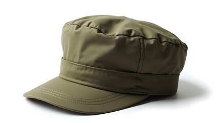 Fototapeta premium olive green military style cap white background