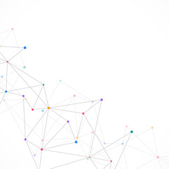 Minimalistic design with connecting the dots and lines. Abstract geometric background of science and technology concept