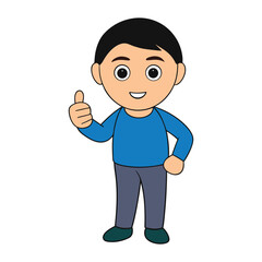 A cheerful cartoon man smiling and giving a thumbs up, expressing positivity and encouragement