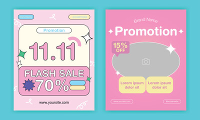 Playful cartoon style vector template for a seasonal shopping day promotion with a 70% discount