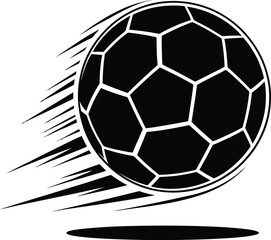 Fototapeta premium Fast Moving Soccer Ball Silhouette Illustration with Speed Lines Vector Black and White Graphic for Sports and Performance Designs
