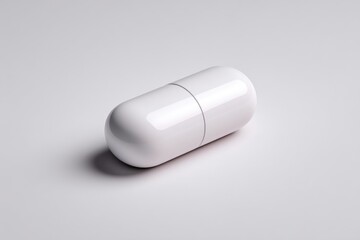 Single white capsule on a plain white background