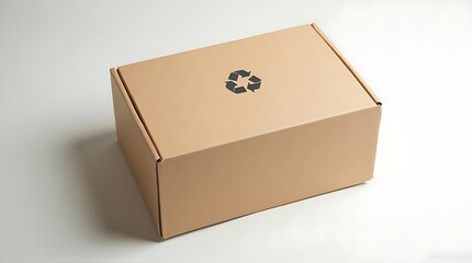 Fototapeta premium eco friendly cardboard shipping box recycling symbol