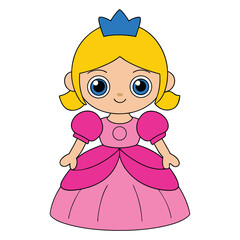 Vector cute little baby girl dressed as princess.