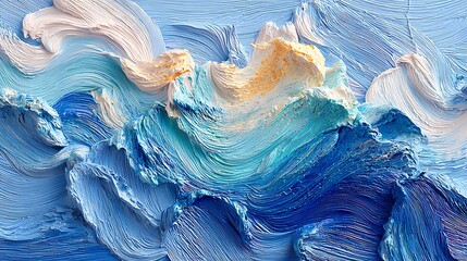 Thick blue impasto abstract texture with visible brush strokes and paint ridges