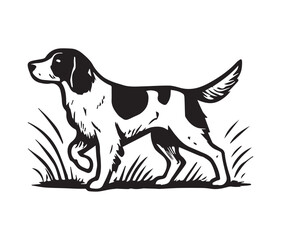 spaniel dog vector illustration, black and white spaniel dog graphic design