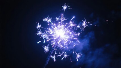 A sparkler blooms with bright light against a dark background, full of a dreamy feeling.