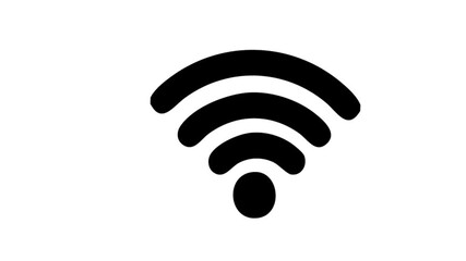A simple wifi symbol or wireless icon shows a connection to the internet network