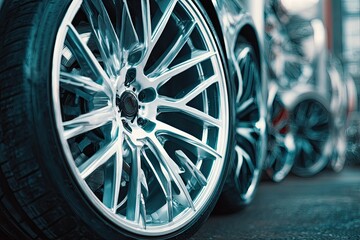 Close-up of car wheels