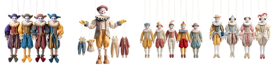 Obraz premium Vintage Marionettes: Collection of Puppets in Traditional Costumes