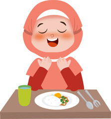 Kid praying before eating