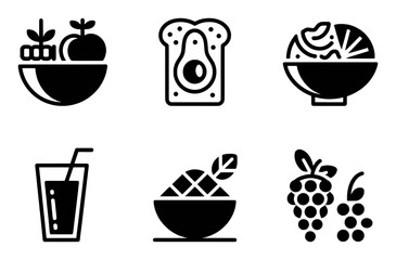 Collection of Healthy Food and Drink Icons