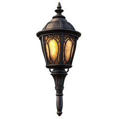 Elegant antique style wall mounted lamp with ornate details glowing warm light