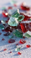 Close-up of colorful, broken candy pieces
