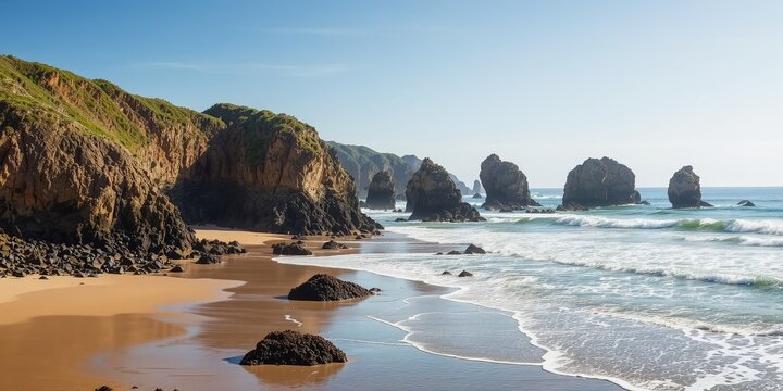 Ribadeo's Praia de Augas Santas:  Bizarre Rock Formations at Low Tide