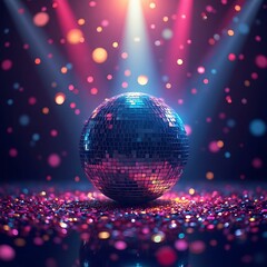 Shiny Disco Ball With Colorful