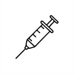 Minimalist syringe illustration in solid black, symbolizing medicine, immunization, and clinical treatment