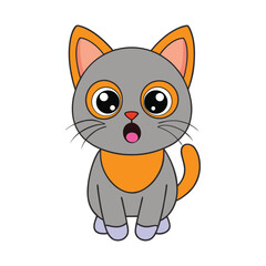 Vector illustration of scared cartoon cat