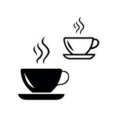 Obraz premium Coffee Cup Icon Set – Silhouette and Outline Style with Steam
