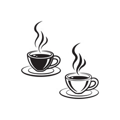 Obraz premium Coffee Cup Icon Set – Silhouette and Outline Style with Steam