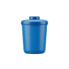 3d icon of a blue trash can with a lid, used for collecting and disposing of waste, isolated on transparent background