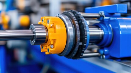 Fototapeta premium Close-up of Industrial Machinery Component in Modern Production Facility