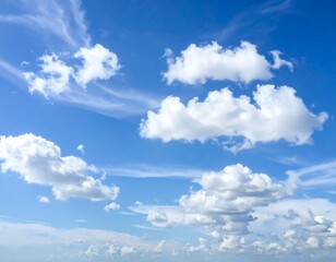 Obraz premium Clouds scattered across a vibrant blue sky