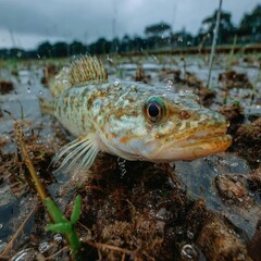 Obraz premium Freshly Caught Fish in a Natural Water Habitat