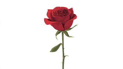 Single red rose on white background