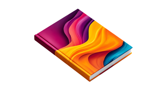 Abstract colorful book cover design isolated on transparent background