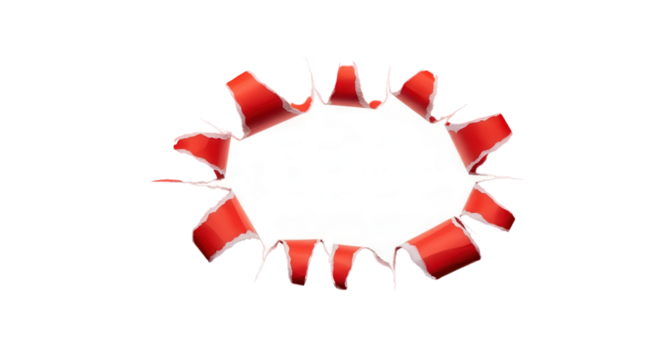 Red torn paper with hole for message isolated PNG with Transparent Background