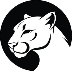 Stylized black and white cougar head silhouette logo