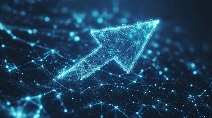Glowing blue arrow navigating through a digital network futuristic environment 3d visualization for enhanced user experience