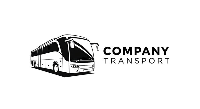 Company Transport logo featuring a passenger bus isolated PNG with Transparent Background