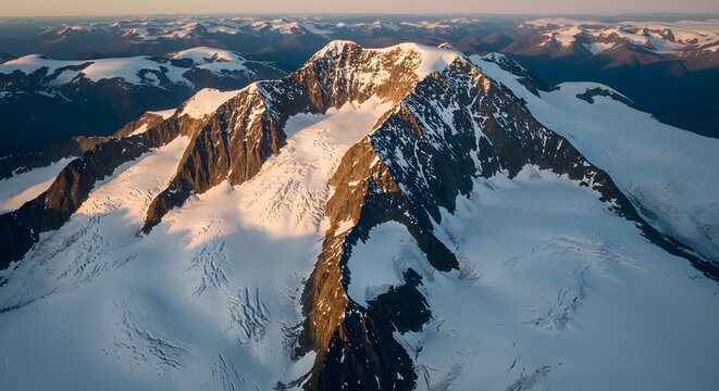 Aerial view of snowy mountain range