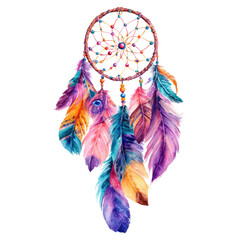 A colorful dreamcatcher on transparent background