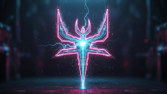 Cyberpunk Emblem with Lightning