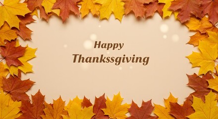 Autumn leaves frame a Thanksgiving greeting.