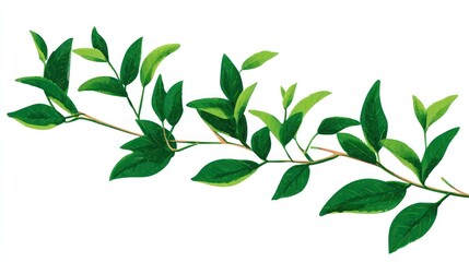 Naklejka premium Green leaf branch illustration