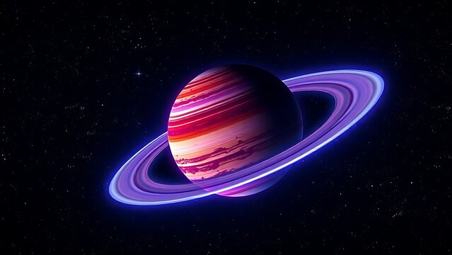 A colorful planet with glowing rings floating in deep space, evoking cosmic wonder and mystery.