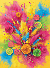 Vibrant Holi festival background with colorful powder 
