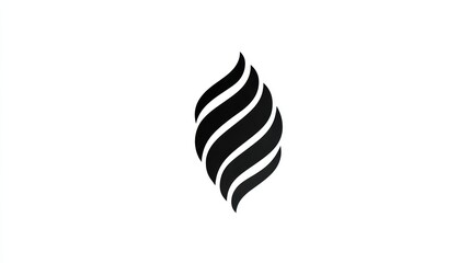 Naklejka premium A stylized black flame or leaf design with flowing curves on a white background, suggesting elegance and movement.