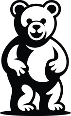 Obraz premium Stylized black and white teddy bear illustration with a plus sign