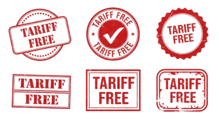 Tariff free stamp badges in red isolated PNG with Transparent Background