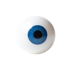 A close up of an isolated blue eye with a detailed iris and bright white sclera. Ideal for Halloween party invitations and seasonal graphics.