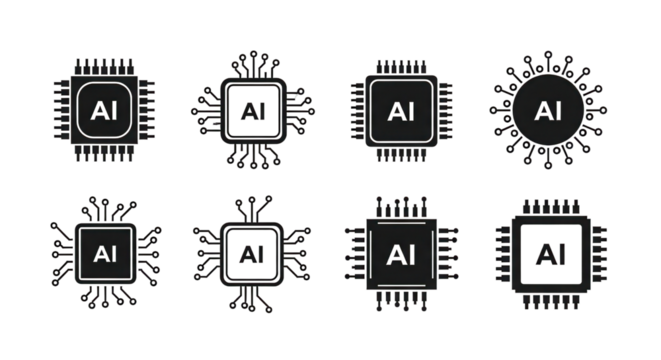 AI artificial intelligence icons isolated PNG with Transparent Background