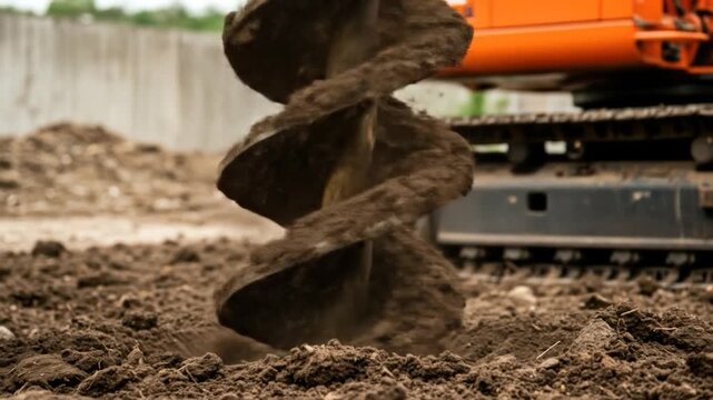 Construction machine bores soil ground preparation industrial equipment