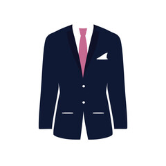 Men suit with tie isolated on white, vector illustration